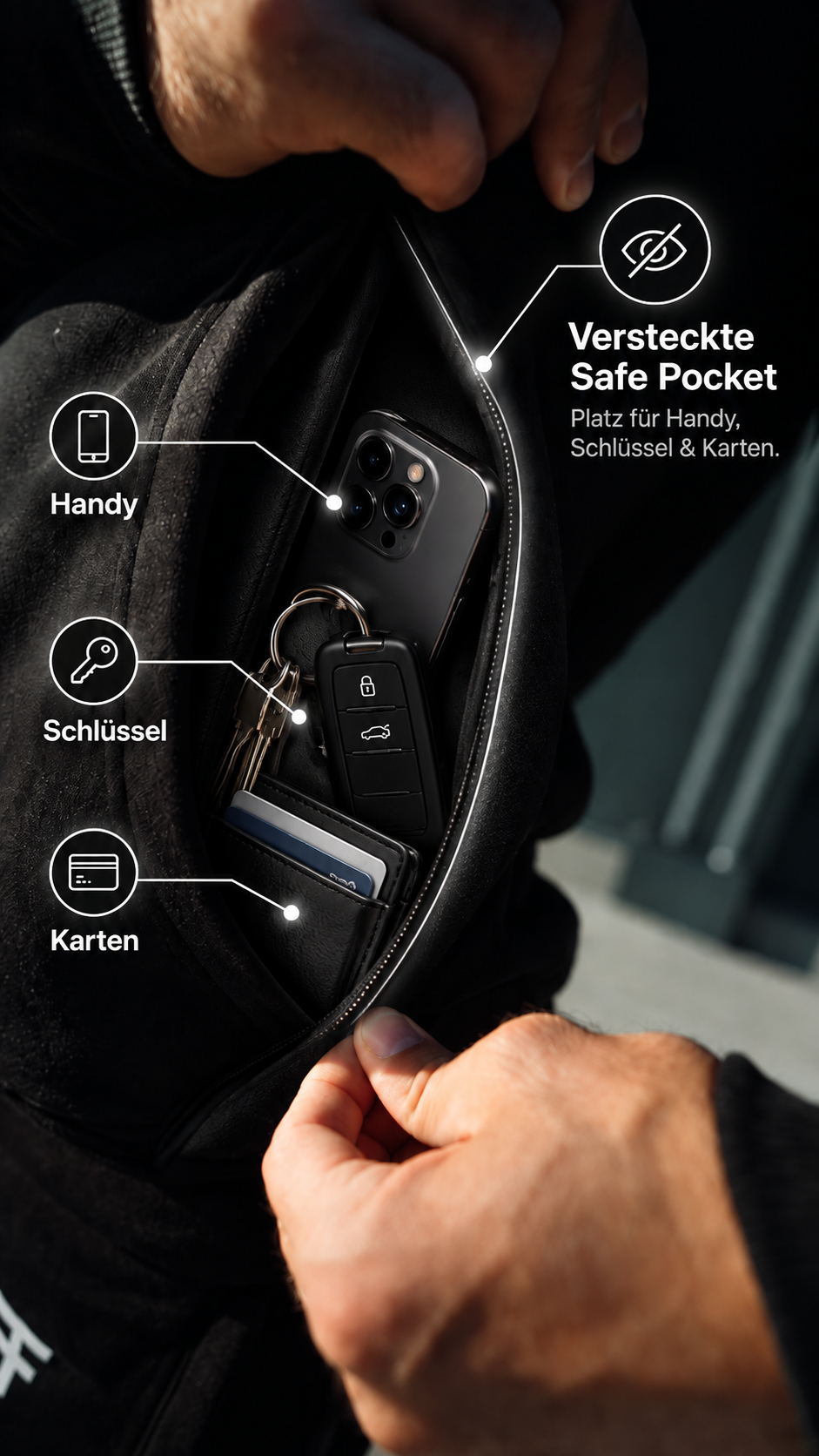 Alpha Rebell Hoodie - mit versteckter Safe Pocket 🔒